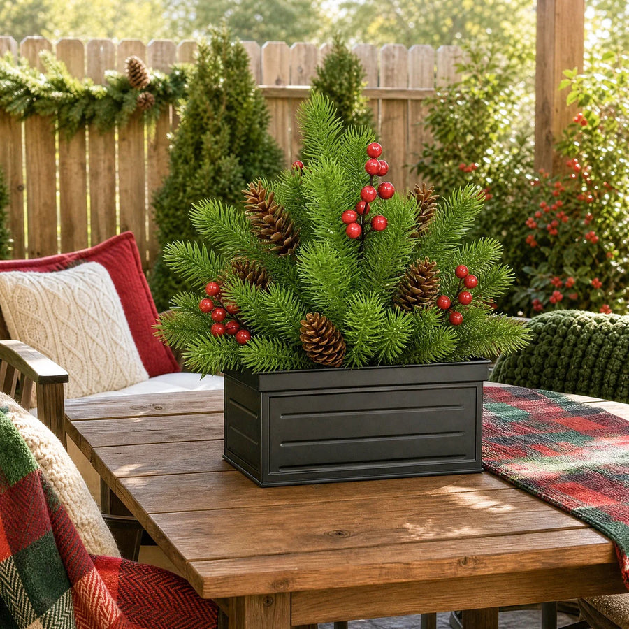 5-Piece Norfolk Pine Branch & Red Berry Set