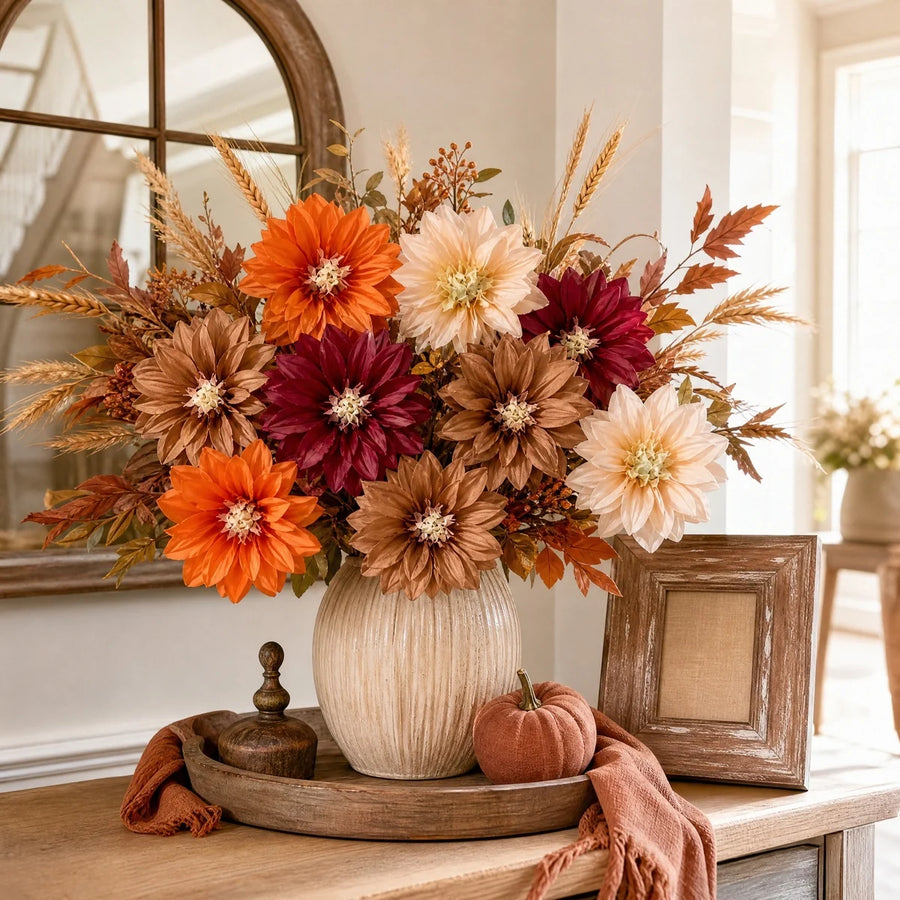 12-Piece Mini Orange Faux Flower Head Set