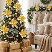 12-Piece Velvet Poinsettia Ornament Collection