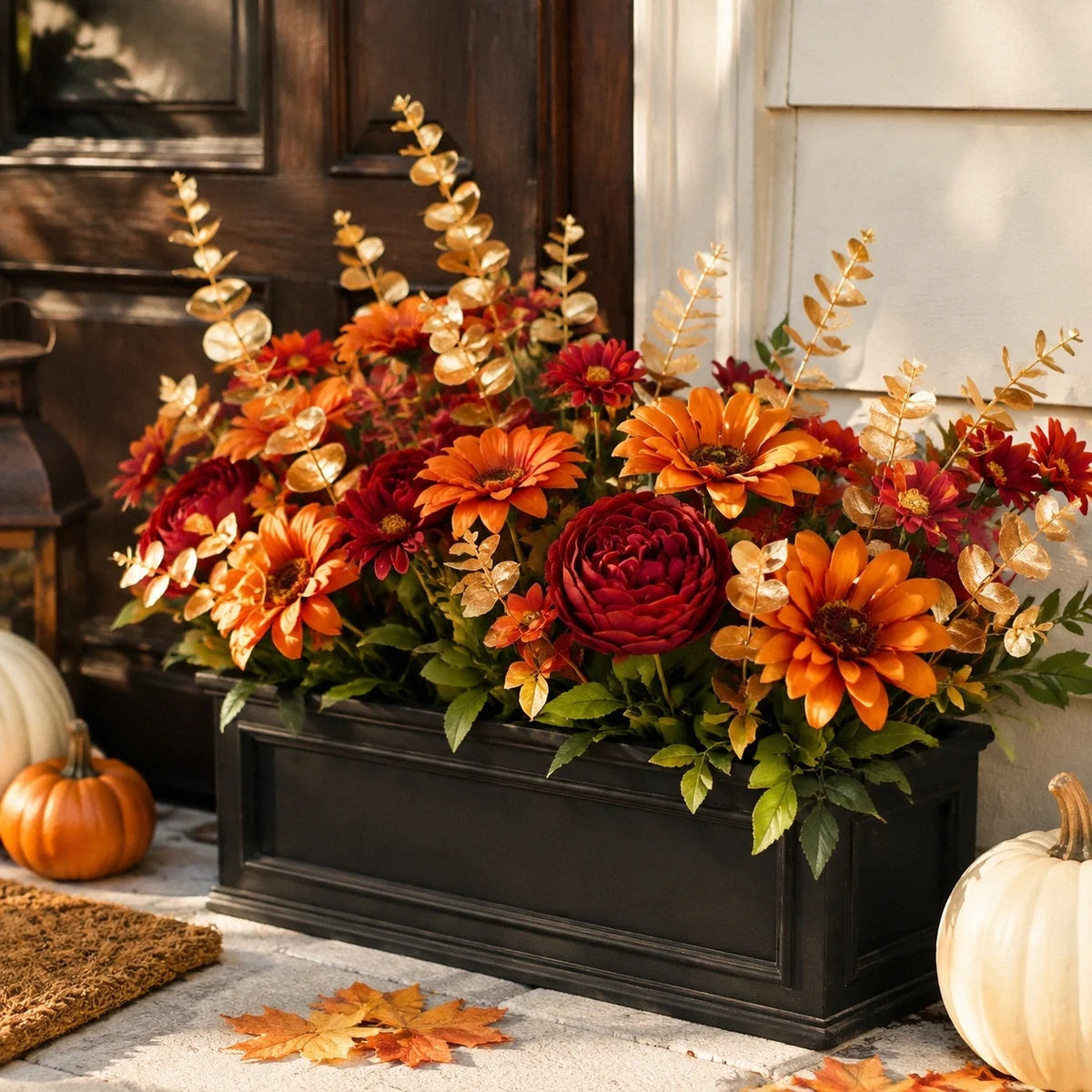 Orange Daisy & Ranunculus Fall Flower Set – 16pcs