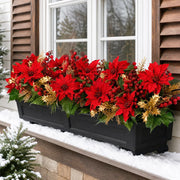 Red Poinsettia Christmas Window Box Arrangement