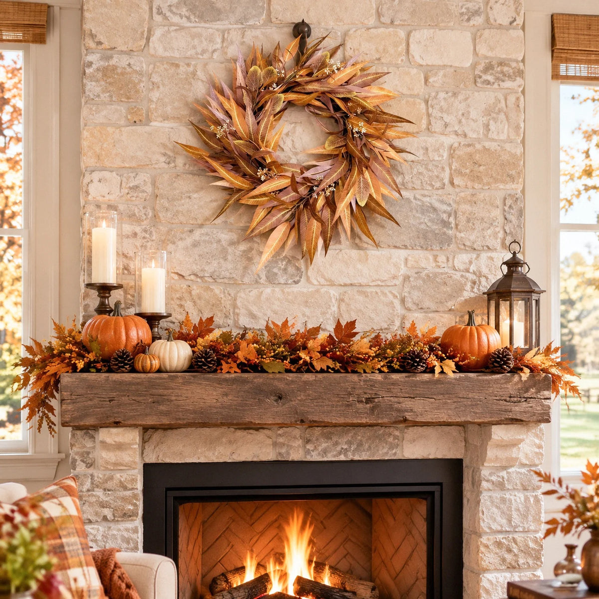 Fall Corn Husk Leaf Wreath Collection