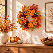 Maple Leaf Pumpkin Hydrangea Fall Wreath – 18in