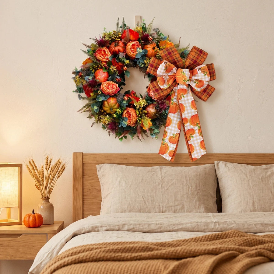 Pumpkin Peony Eucalyptus Fall Wreath – 17.7in