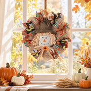 17.7-Inch Scarecrow Sunflower Fall Door Wreath