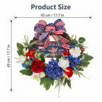 250th Anniversary Patriotic Wreath USA 1776-2026 | Red White Blue Rose & Flag Bow Front Door Decor for 4th of July Memorial Day Home Porch Wall Art