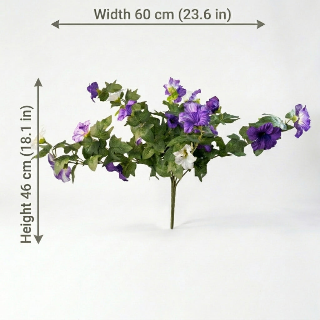 Artificial Hanging Flowers Plants with Basket for Outdoors, Artificial Petunias UV Resistant Petunias Fake Flowers for Outdoor Garden Porch Balcony Decoration