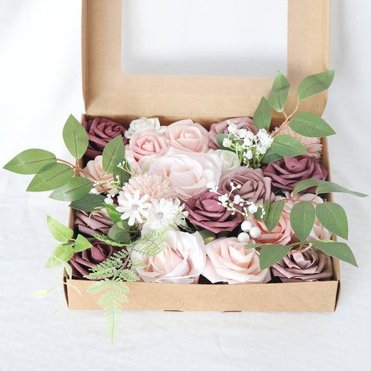 Simulated boxed flowers, European style wedding, bride's bouquet, wedding accompaniment, flower box, DIY bouquet