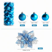 Glitter Poinsettia and Ball Ornament Set – 34 Pcs