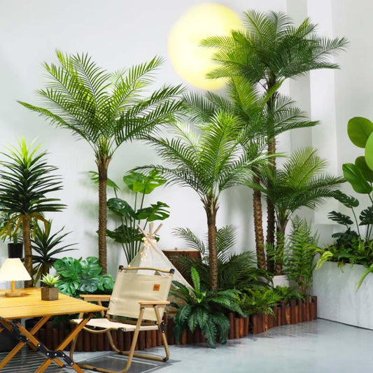 Simulated coconut tree, fake plant landscaping ornaments, indoor large green plant palm tree pot