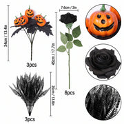 Halloween Black Floral Stems – 12 Pcs