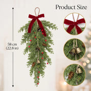 Christmas Pine and Holly Berry Teardrop Swag