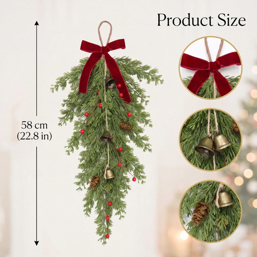 Christmas Pine and Holly Berry Teardrop Swag