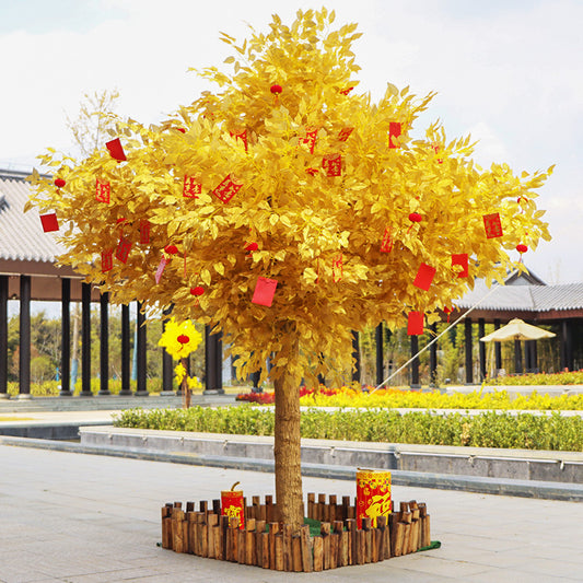 Simulated Golden Banyan Tree Holiday Arrangement Fake Tree Golden Money Tree
