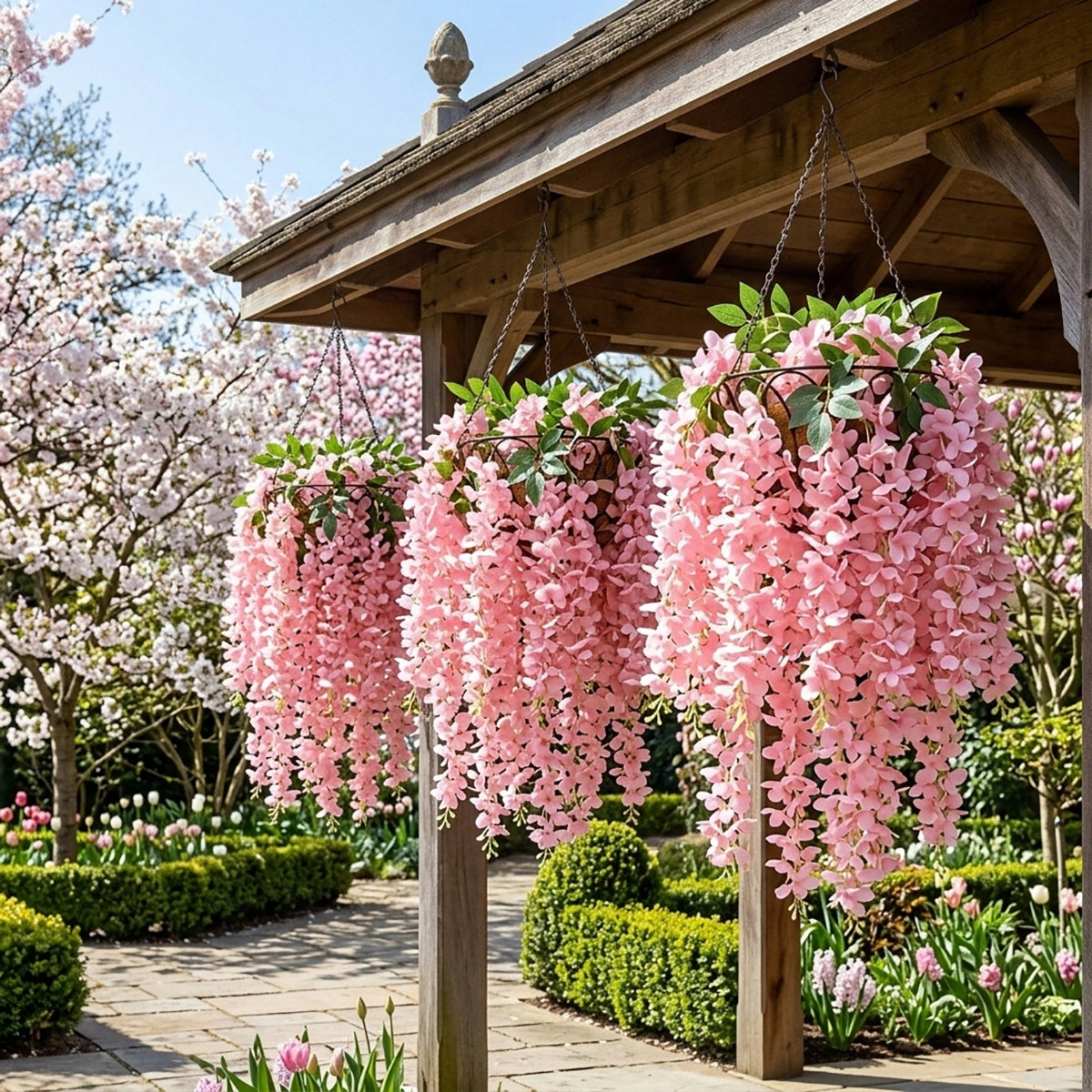 Wisteria Hanging Flowers Dense Faux Vine Garland 2pcs | 6 Colors for Wedding Arch Backdrop Home Party & Wall Decor
