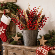 Red Berry and Pinecone Christmas Floral Pick Set