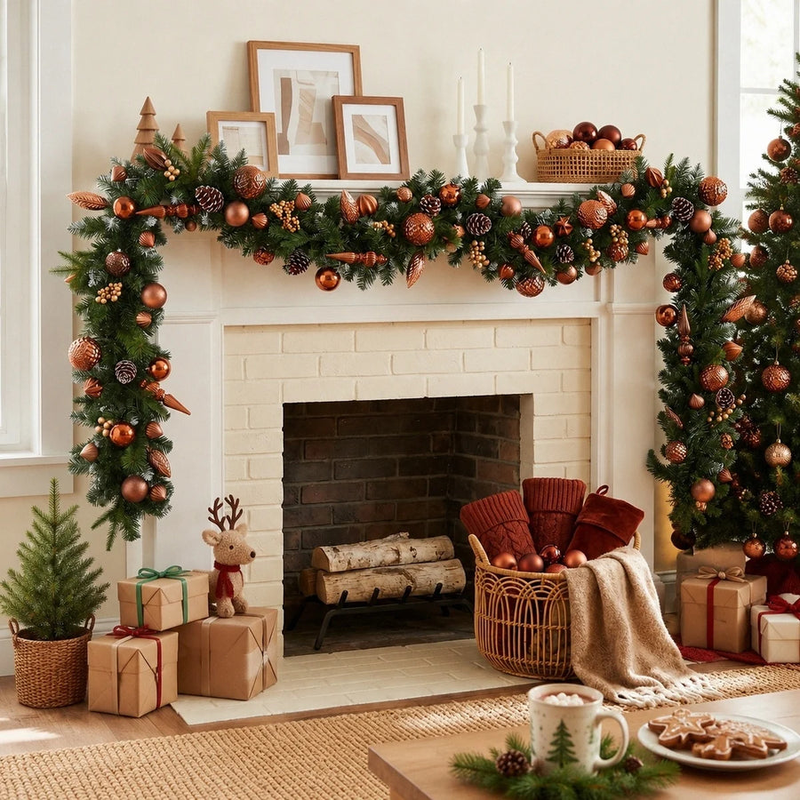 6.56 ft Pre-Lit Cedar Garland with Pine Cones