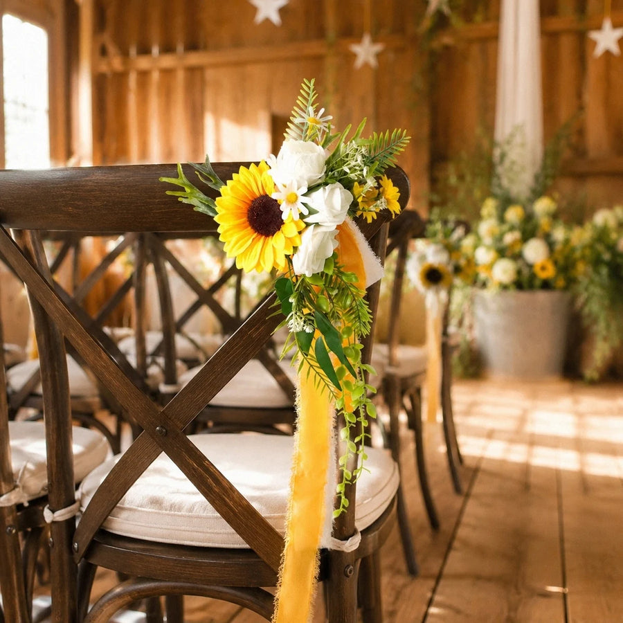2-Piece Sunflower Wedding Chair Swag Set