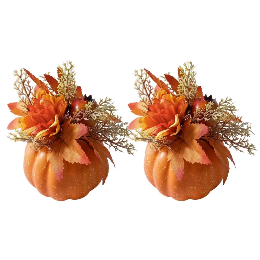 Pumpkin Dahlia Pomegranate Table Decorations – Set of 2