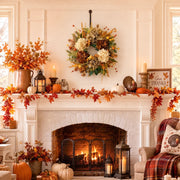 17.7-Inch Hydrangea and Pumpkin Fall Door Wreath