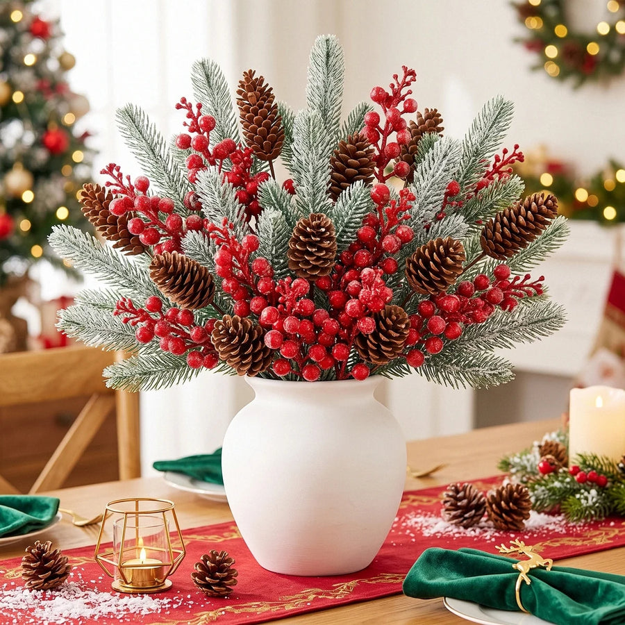 50-Piece Frosted Pine, Pinecone and Berry Pick Set