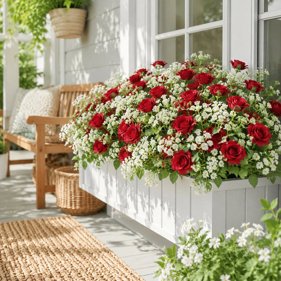 Artificial Rose & Baby’s Breath Flower Bundles