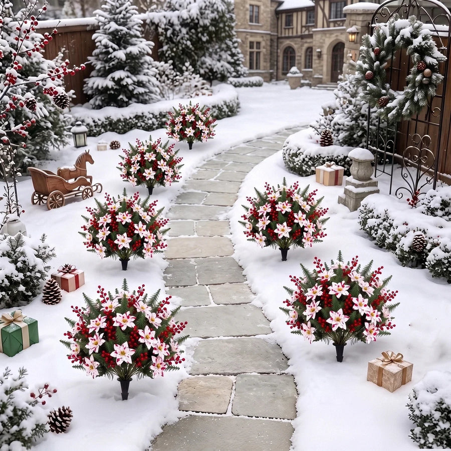 Christmas Poinsettia & Pine Yard Stake Kit