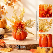 Orange Dahlia Pumpkin Table Centerpieces – Set of 2