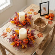 Fall Pumpkin Maple Leaf Candle Rings – Set of 4