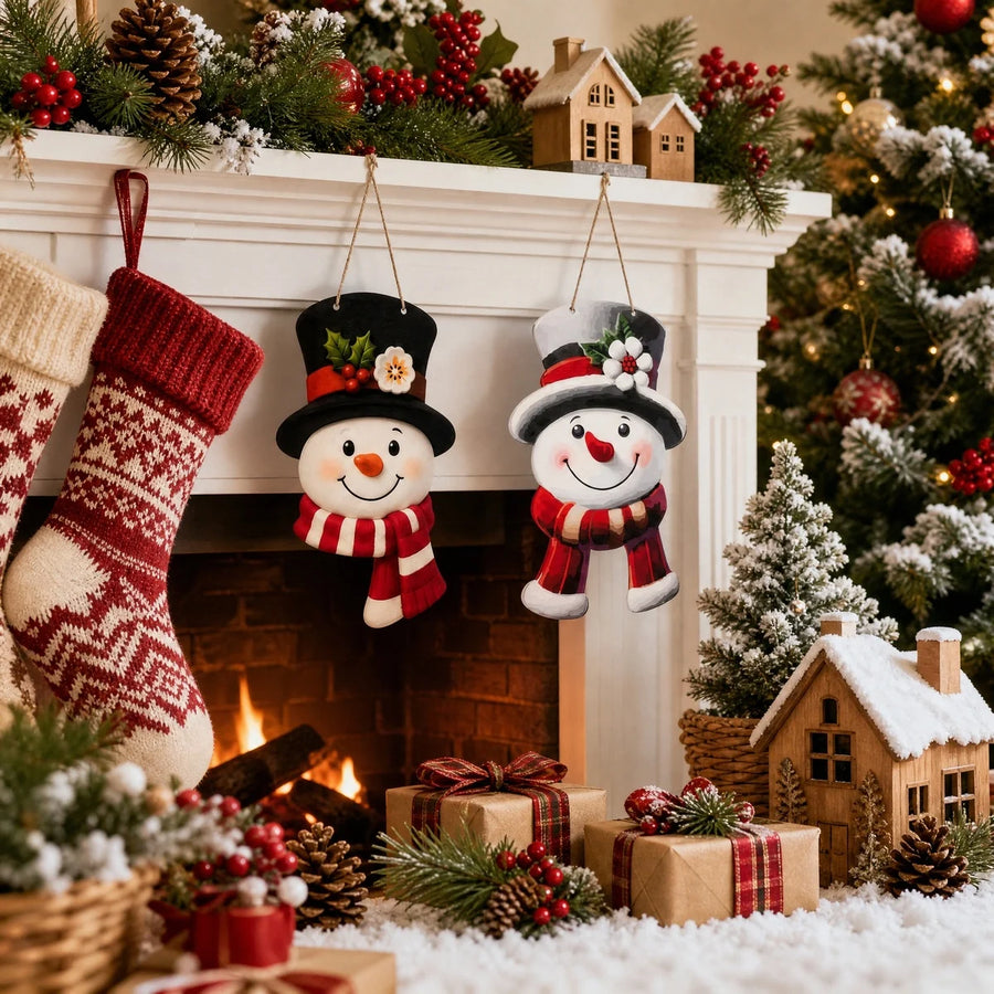 Snowman Christmas Hanging Ornament Set – 2 Pcs