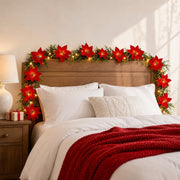 Red Poinsettia Christmas Garland Collection – 4 Pcs