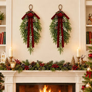 Christmas Pine Door Swag with Burgundy Bow