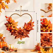 2-Piece Heart-Shaped Maple Leaf Fall Wreath Set
