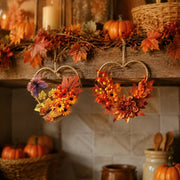2-Piece Heart-Shaped Fall Floral Wreath Set