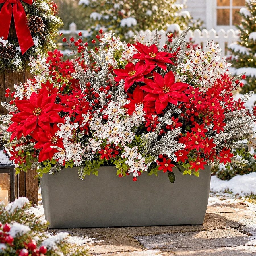 46-Piece Red, White and Silver Christmas Floral Stem Set