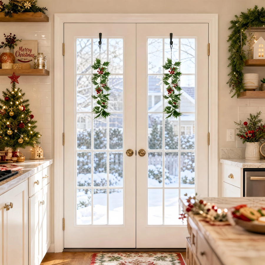 Artificial Holly Hanging Sprig Set