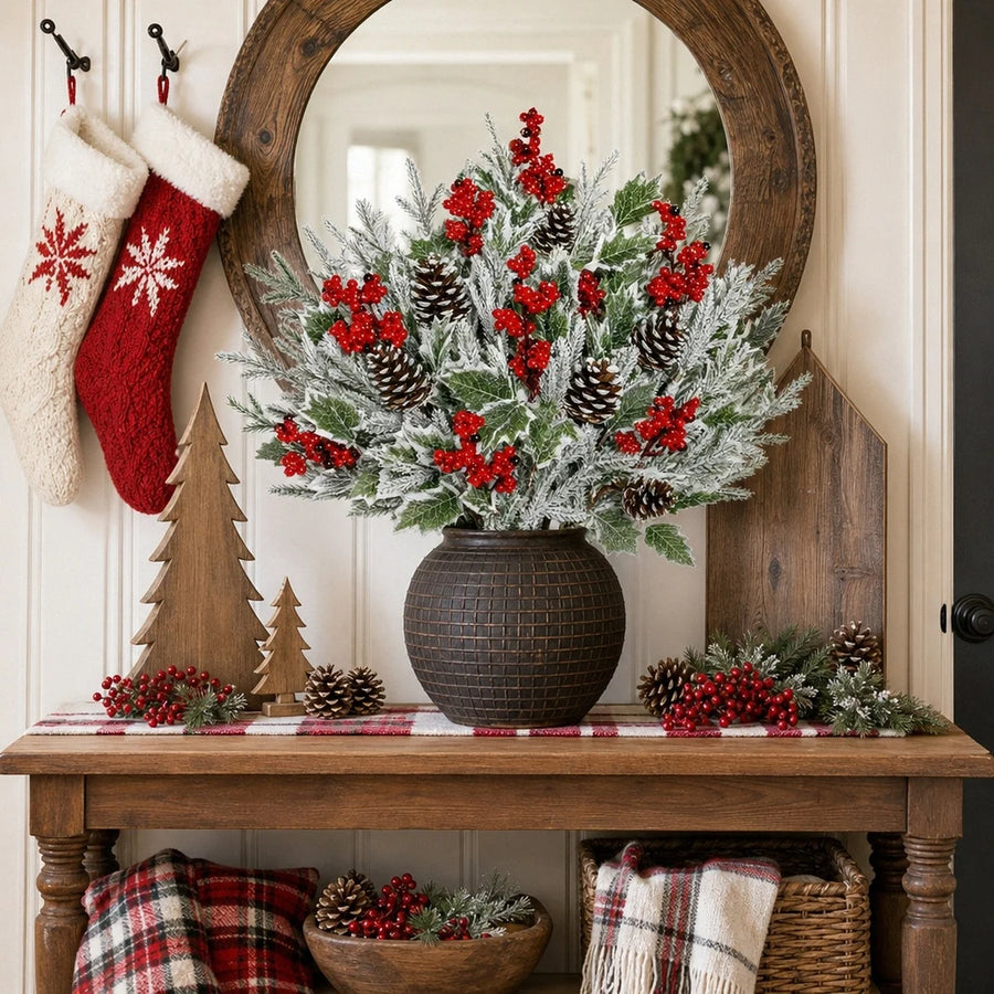 6-Bundle Snowy Cedar & Red Berry Pick Set