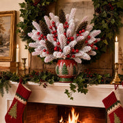 Frosted Pinecone and Red Berry Christmas Stem Set