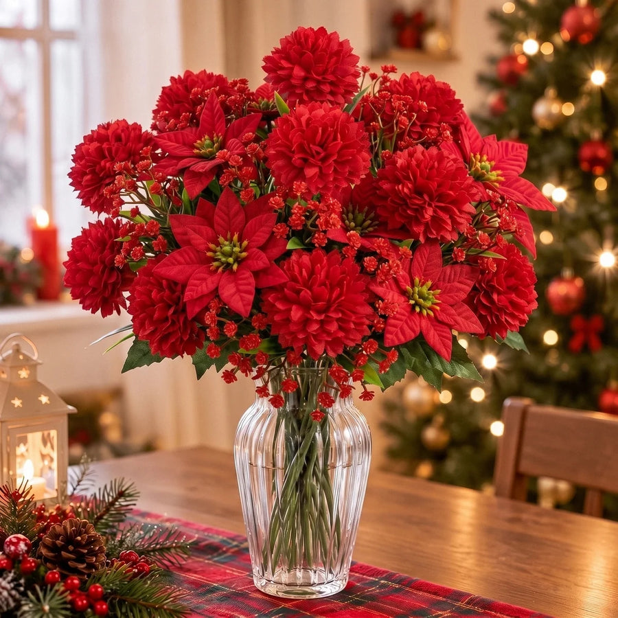 17-Piece Red Velvet Ball Christmas Floral Bouquet