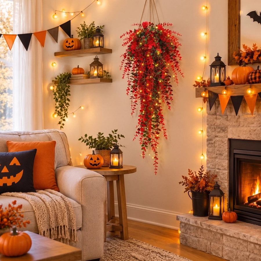 3-Piece Lighted Hanging Eucalyptus Vine Set