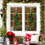Red Bow Christmas Staircase Swag Set