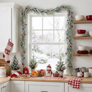 Christmas Mantel Garland with Red Berry Swags