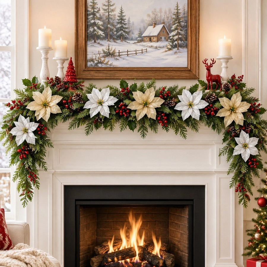 100-Piece Poinsettia Christmas Floral Craft Kit