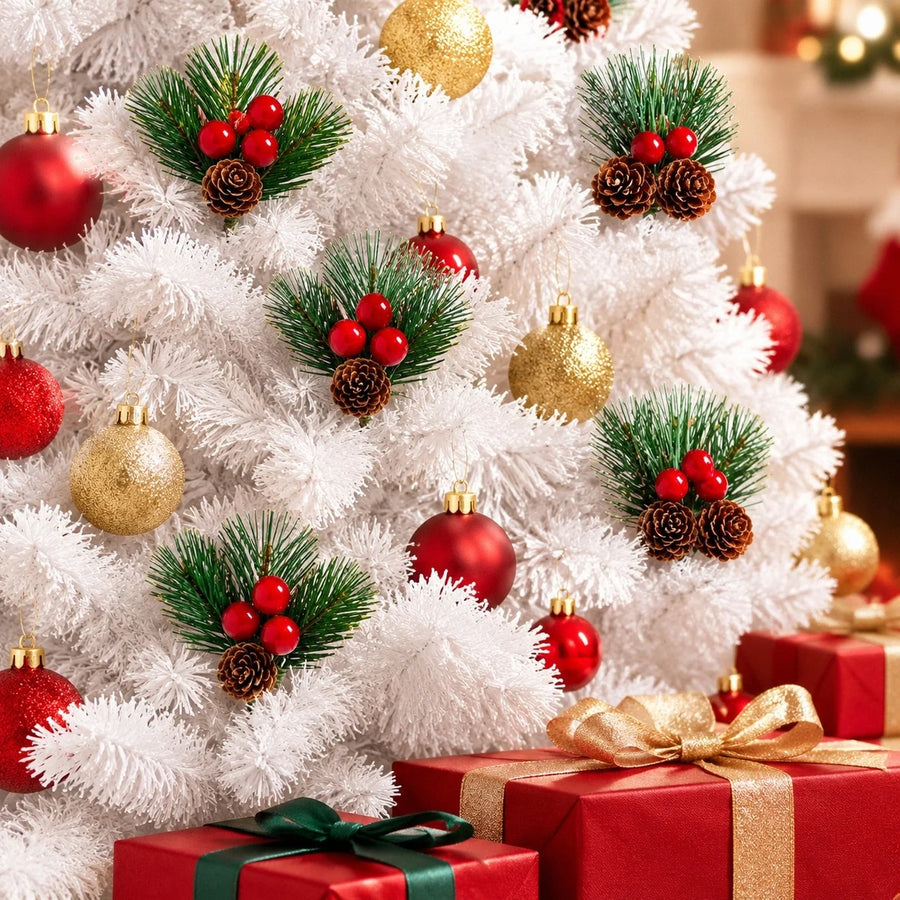 Red Berry Christmas Gift Bow Decoration Set – 20 Pcs
