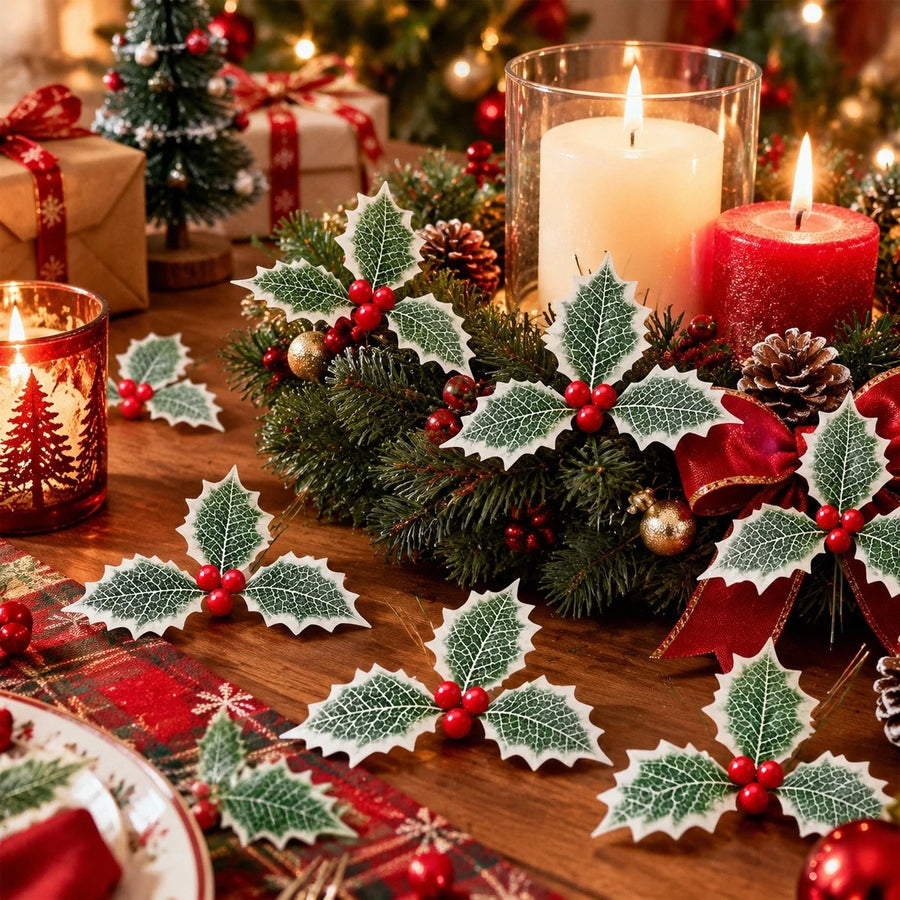 60-Piece Holly Leaf Christmas Wreath Craft Kit