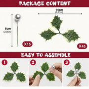 60-Piece Holly Leaf Christmas Wreath Craft Kit