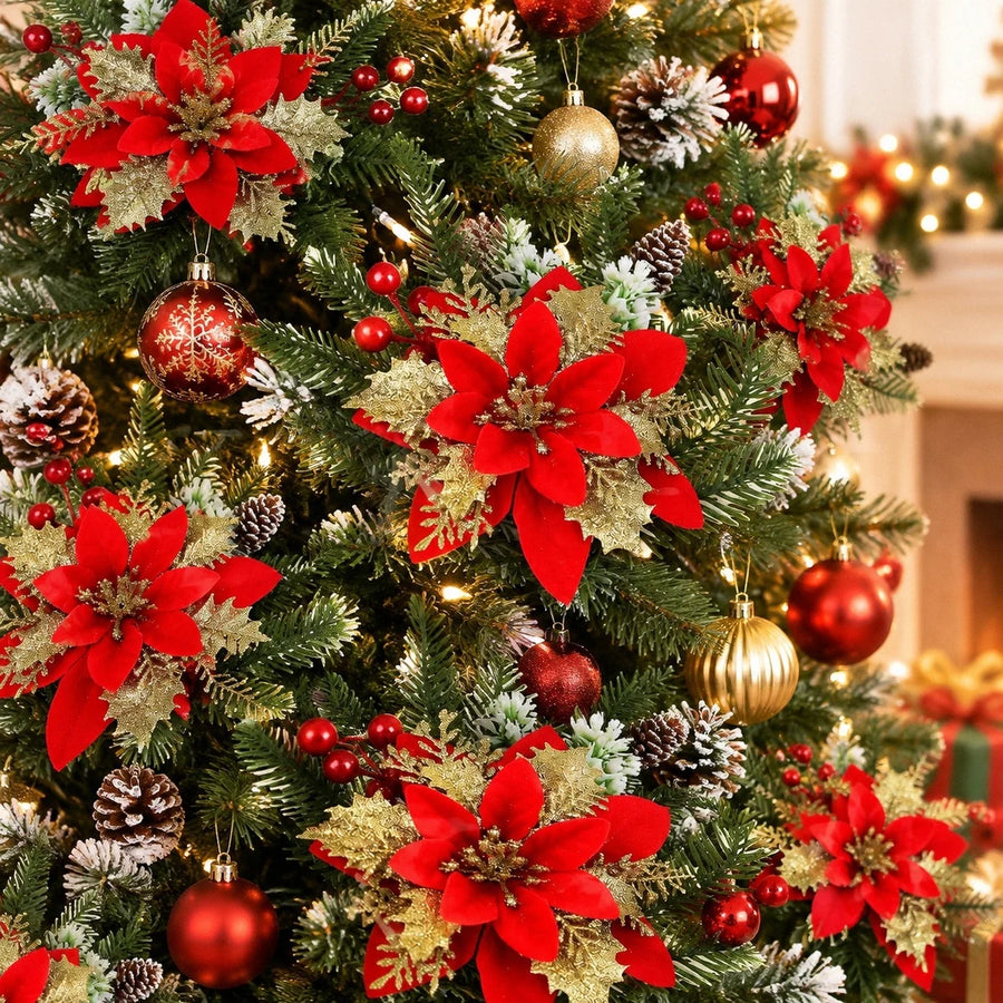 5-Piece Christmas Poinsettia Floral Arrangement