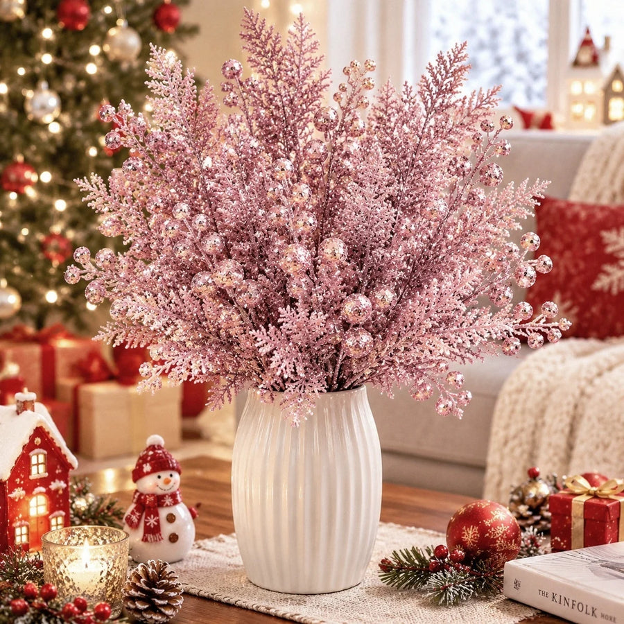 20-Piece Glitter Christmas Branch Stem Collection