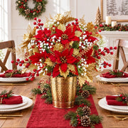 21-Piece Red and Gold Poinsettia Holiday Bouquet