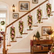 Pre-Lit Snow-Covered Christmas Hanging Arrangements – Set of 2